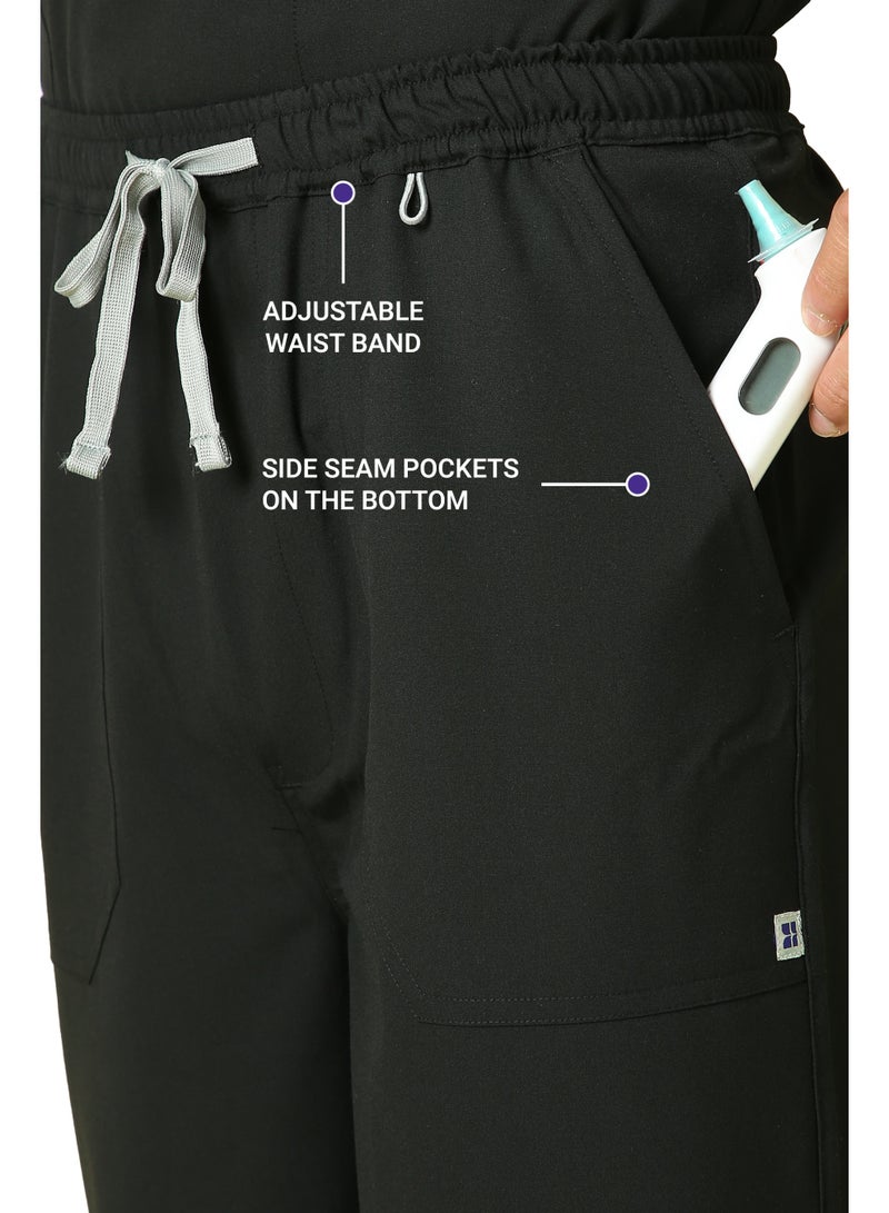 KNYA Ecoflex Men's 5 Pocket Active Scrub Suit | Athleisure wear | Modern V neck | For Doctors (2XL, Black) - Image 4